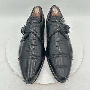 Louis Vuitton Men Size 11 Black Leather Laser Cut Accents Monk Strap Dress Shoes